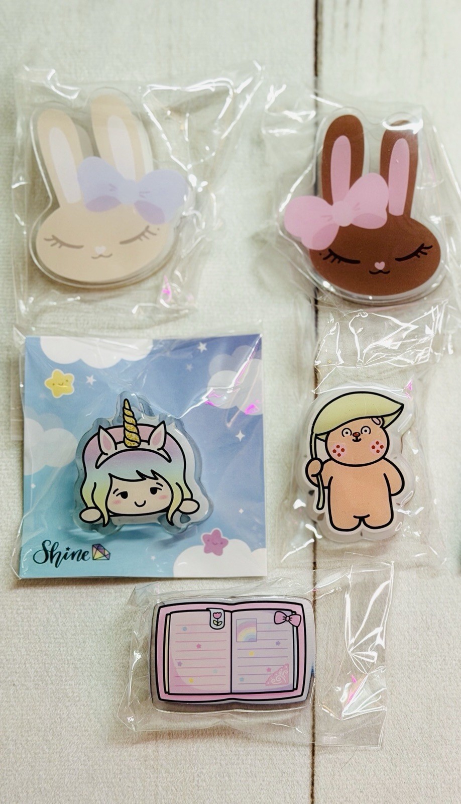 Lot x5 NEW Acrylic Clip Set Shine Sticker Simply Gilded Krels Marshmallow MMS