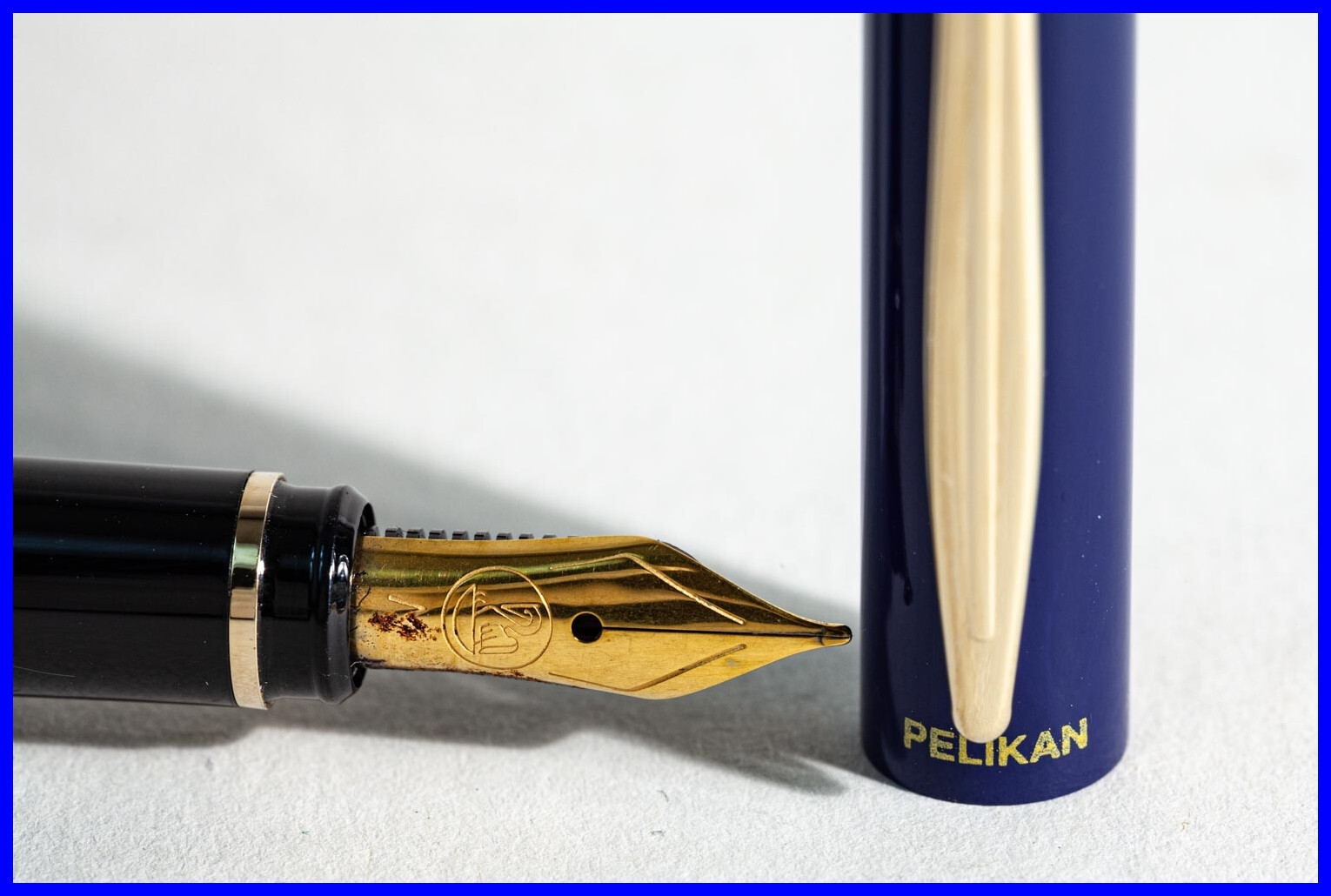 New Classic PELIKAN P 371 Fountain Pen in Blue & Gold with Medium Steel Nib