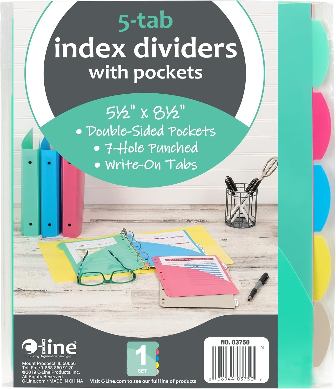 Compact Multi-Color Index Dividers with Pockets for Perfect Organization