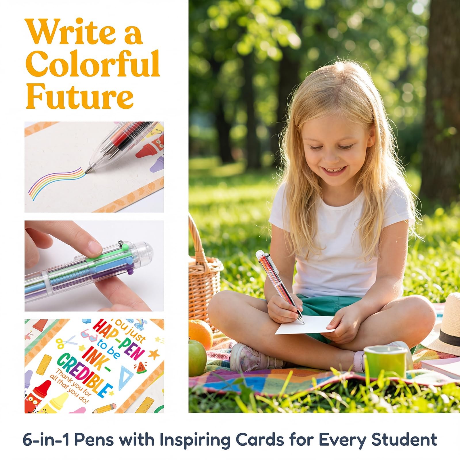 End of the Year Gifts for Students 30 Pack 6 in 1 Multicolor Pens with Cards …