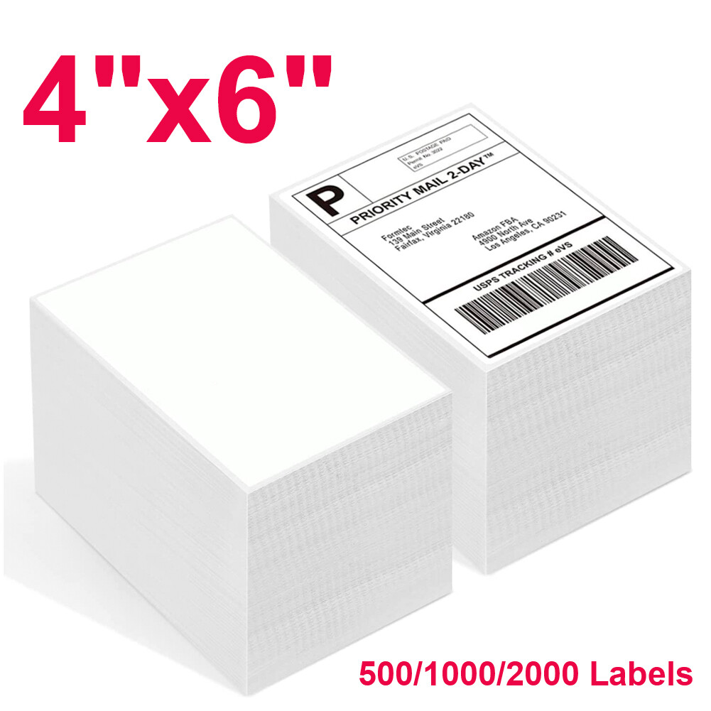 500-2000 4″x6″ Fanfold Direct Thermal Shipping Labels for Zebra & Rollo Printers