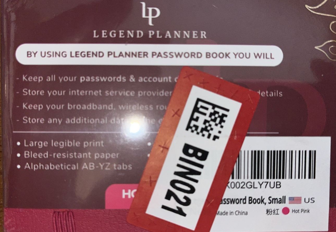 New Red LEGEND PLANNER Internet Password, account# Logbook Small Size (4.5″x6″)