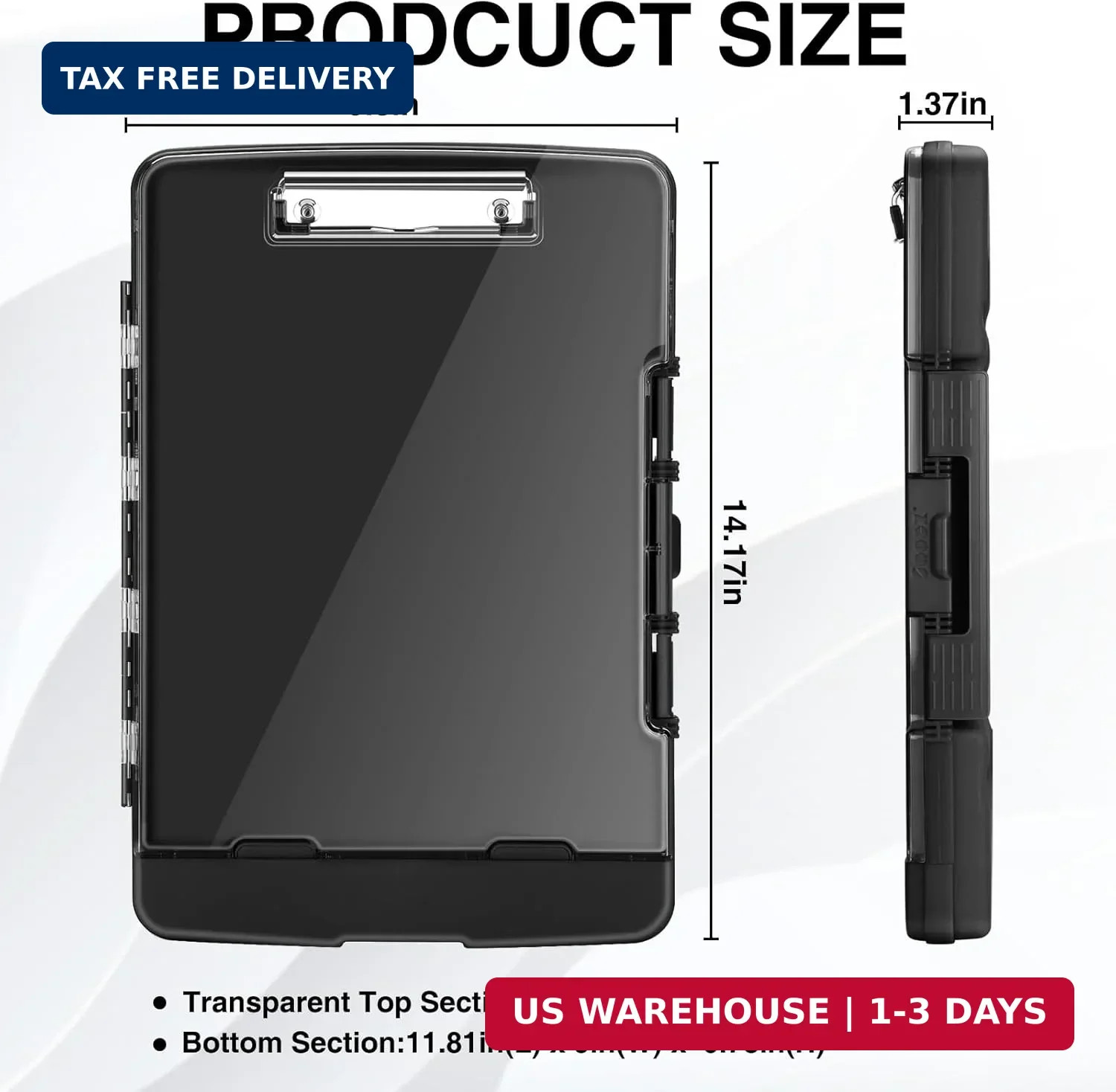 Sooez Original Clipboard with Storage & Pen Holder, Heavy Duty Clip Boards 8.5×1