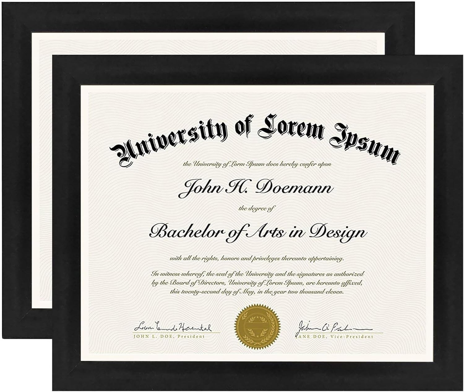 Set of 2 Shatter-Resistant 8.5×11 Diploma & Document Frames