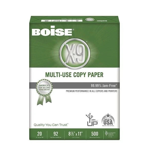 Boise X-9 Printer Copy Paper 10 Reams 5000 Sheets 20 lb Letter Size 8.5″ x 11″