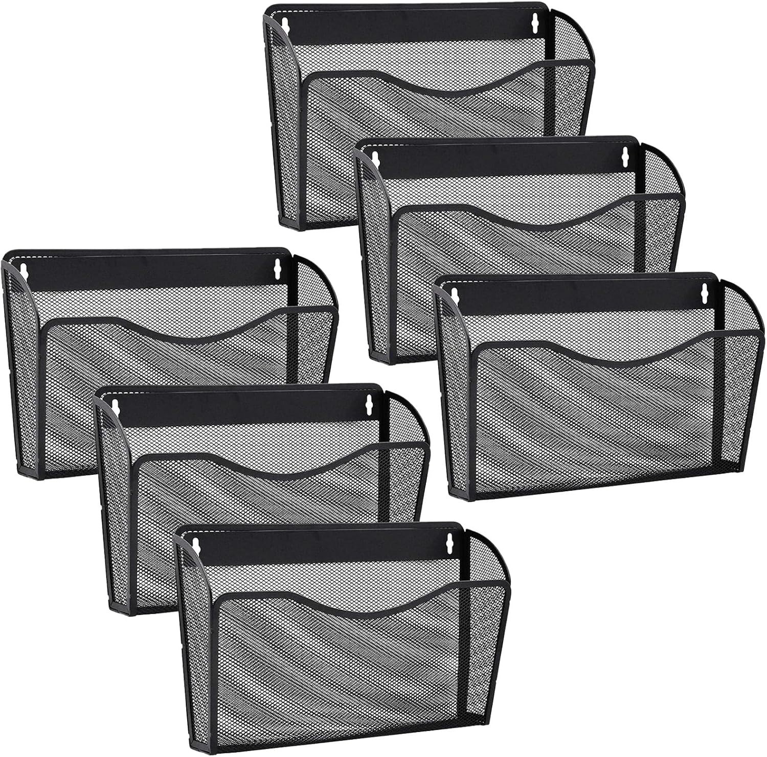 Gawerk 6 Pack Wall File Organizer, Mesh Hanging Metal Vertical 6 Pack, black
