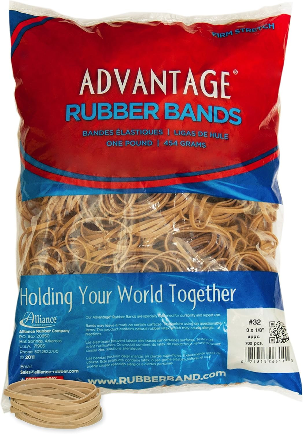 Rubber 26324 Advantage Rubber Bands Size #32, 1 Lb Bag Contains Approx. 700 Band