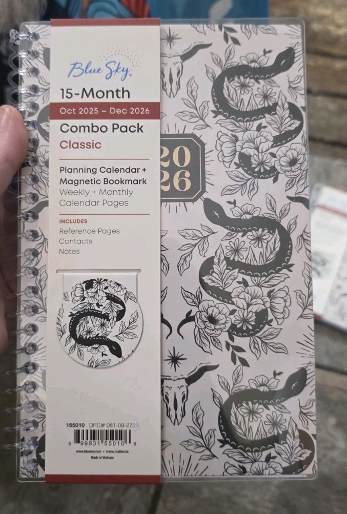 Blue Sky Monthly Weekly Daily Planner W/ Magnetic Bookmark, Oct 2025-Dec 2026