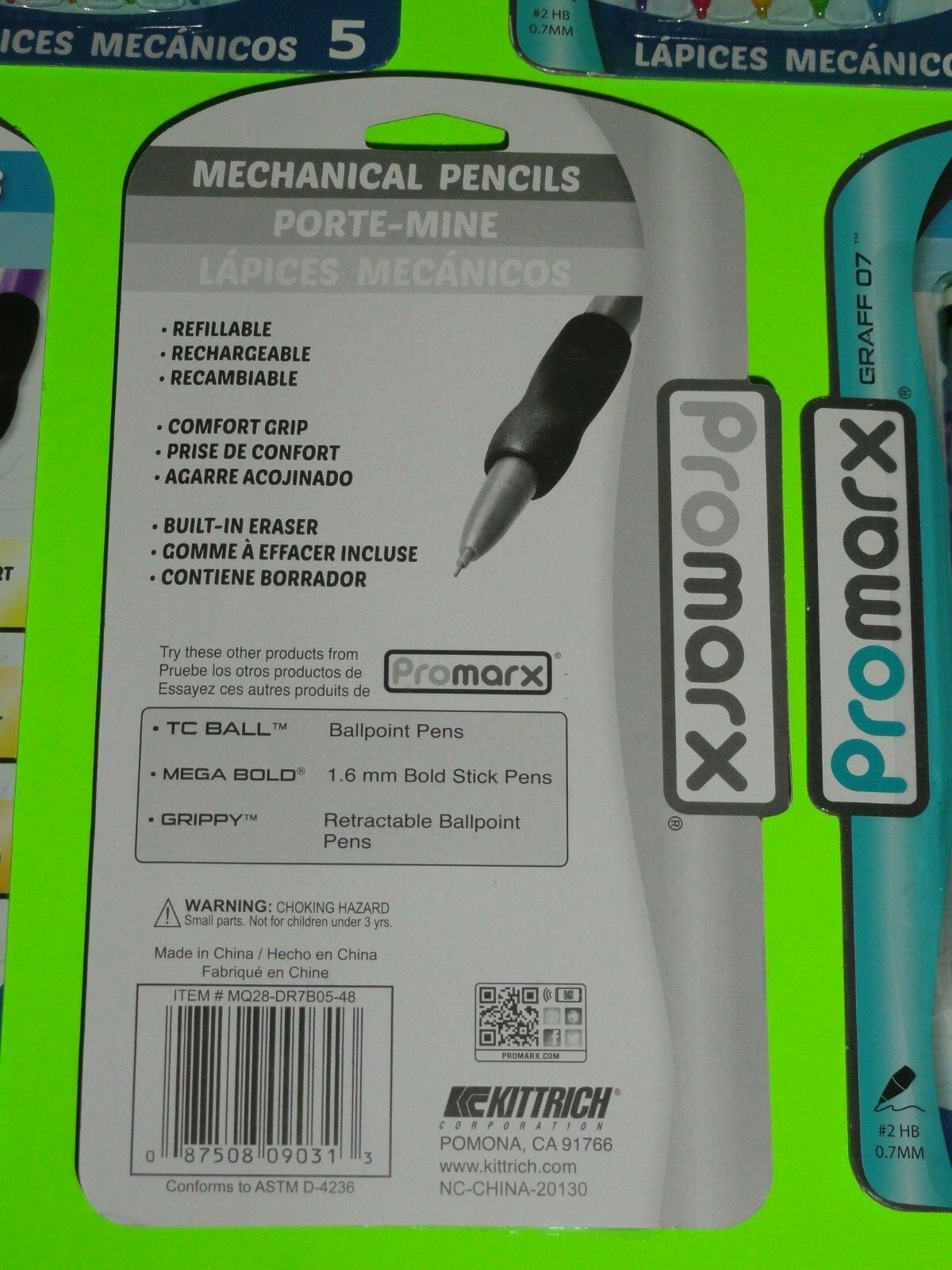 (5x 5 PK)=25 Mechanical Pencils Comfort Grip #2 HB 0.7mm Extra Lead + Erasers