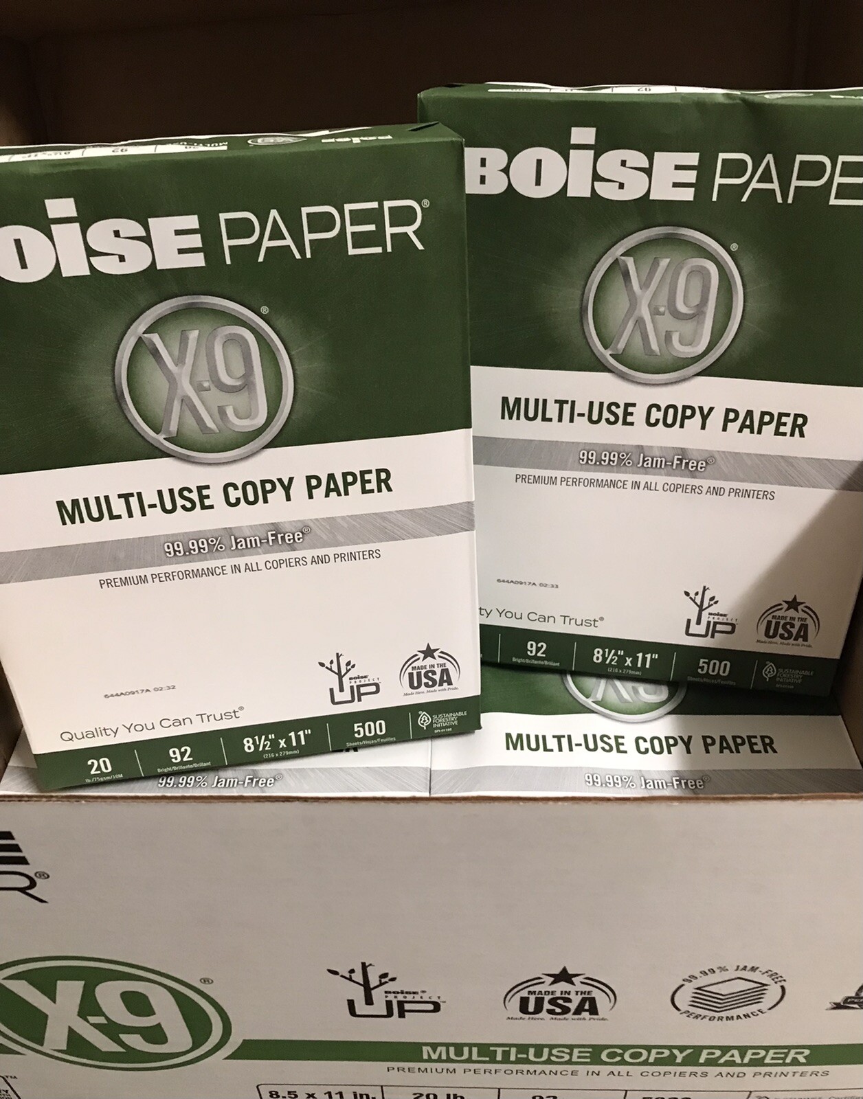 NEW 2x Boise X-9 Multi Use Copy Paper 8.5 X 11. (1000 Sheets) 99.9% Jam Free”
