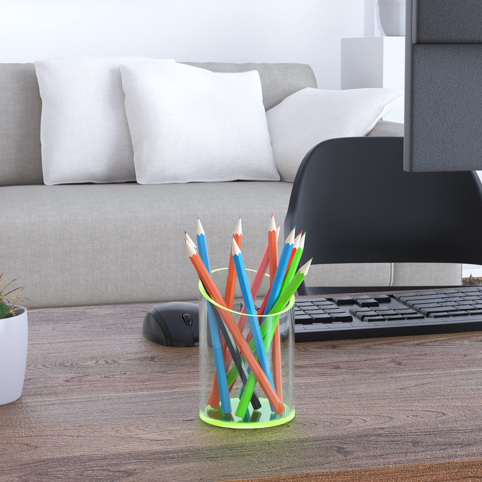 Pen Holder for Desk Organizer, Acrylic Makeup Brush Organizer Sanitizer Holde…
