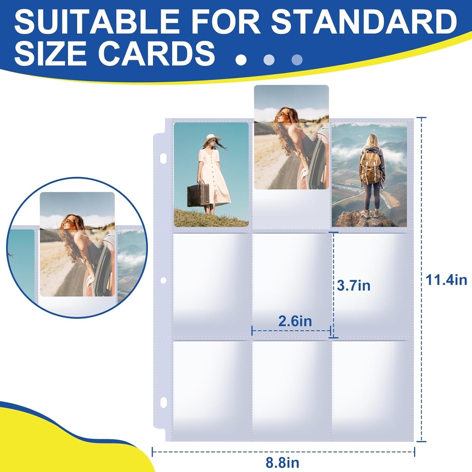 36 Pack 288 Pockets 6 Ring A5 Binder Sleeves, Heavyweight 4 Pocket Card Binder S
