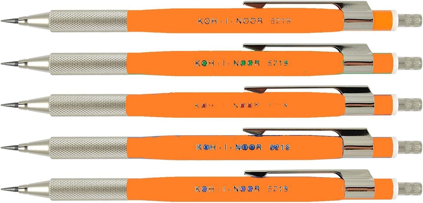 2.0 mm Mechanical Pencil with Sharpener and Clip (5219) (5 x Yellow or Green)