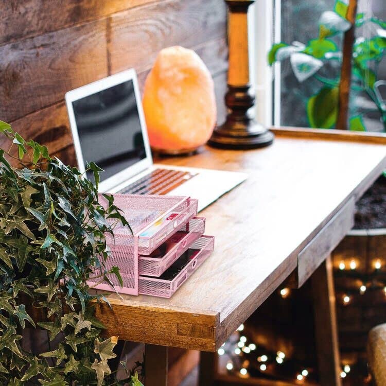 Annova Desk Organizer Wire Mesh 3 Tier Sliding Drawers Paper