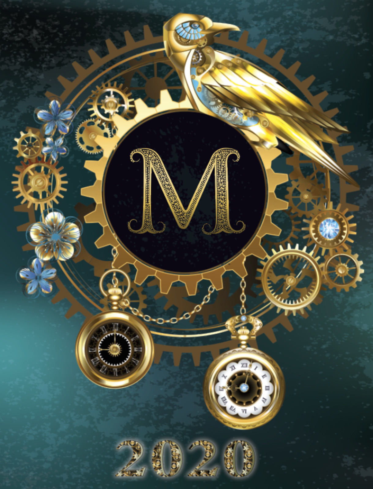 2020 Weekly Planner – Monogram Steampunk New Fast Free Shipping 8.5 x 11 in