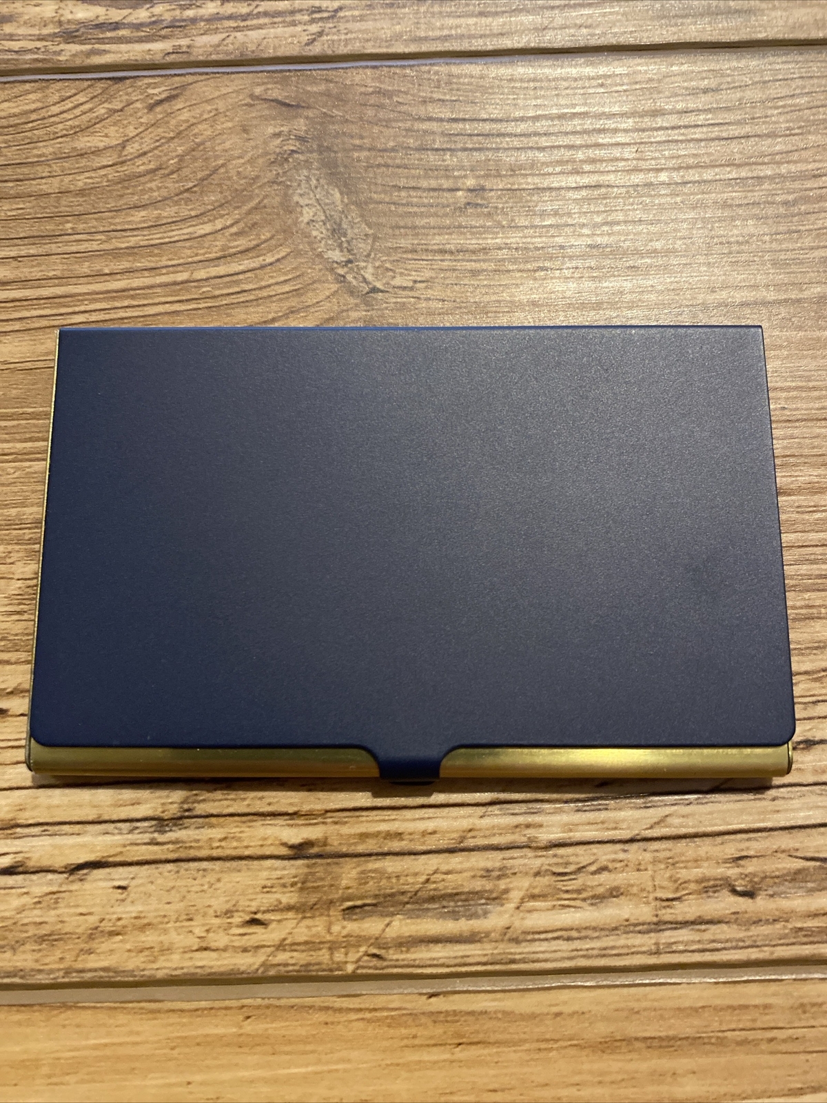 Navy Blue & Gold Plated Business Card Holder