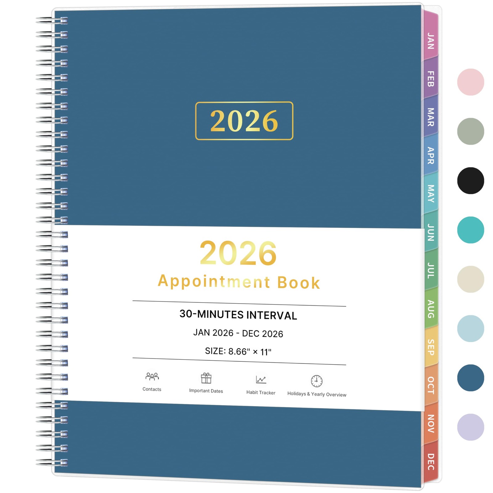 2026 Appointment Book, 30 Minutes-Hourly, Weekly ＆ Monthly Calendar Planner 2026