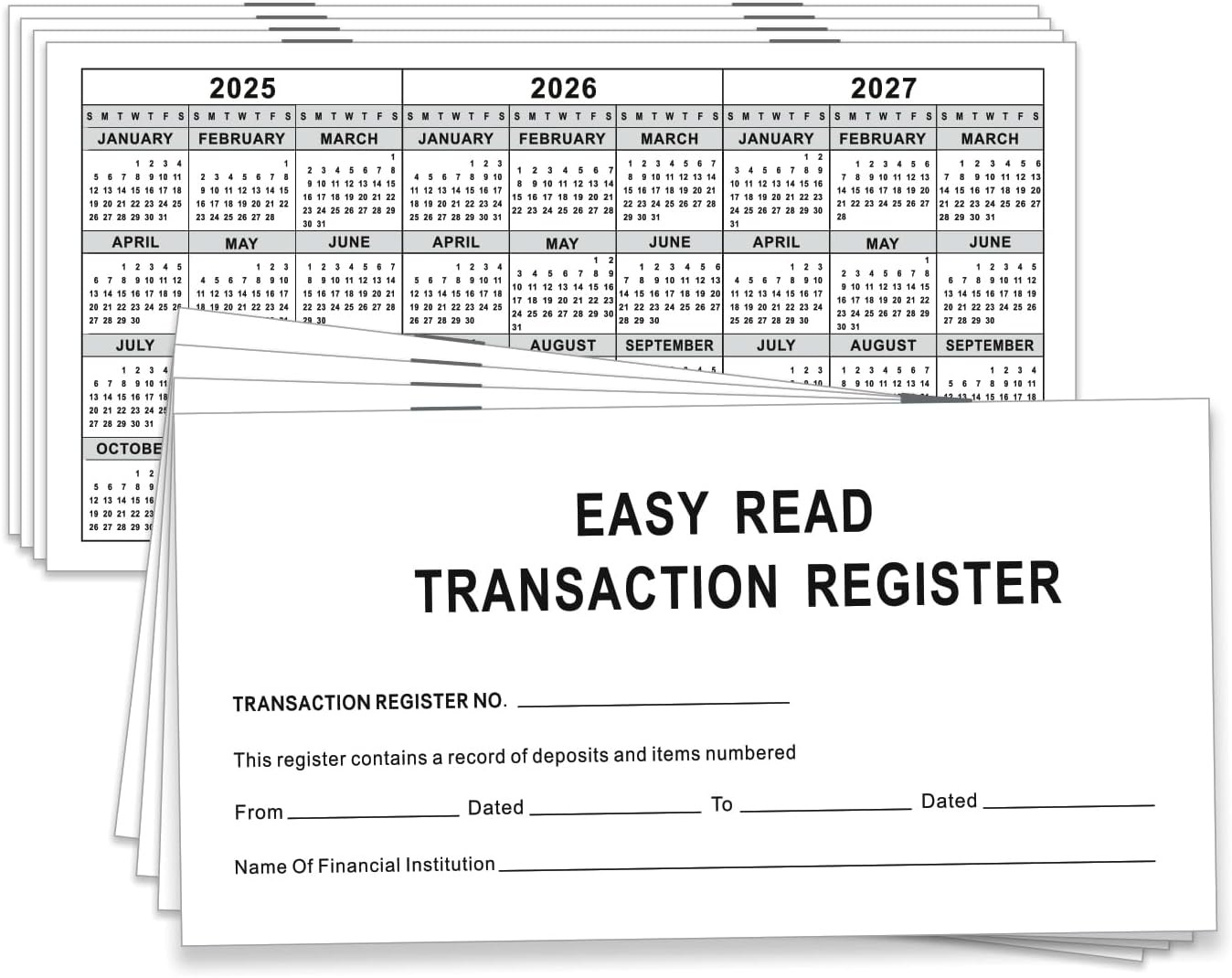 6″ x 3″ Blank Check Registers for Personal or Business Banking – Pack of 12