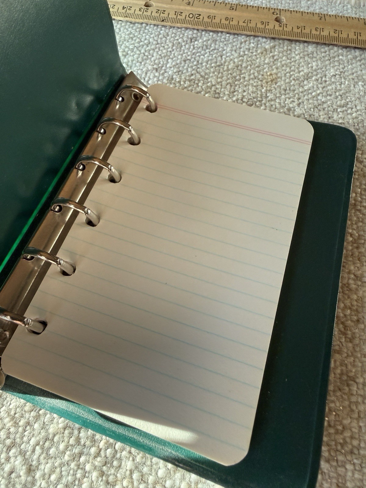 Vintage Small Green 6-Ring Binder Pocket Memo Book Planner 5×3 MCM Notebook
