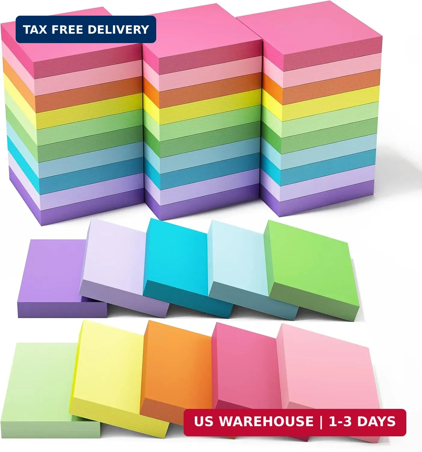 Sticky Notes1.5×2 Inches, 30 Pack Bright Colors Self-Stick Pads, Super Adhesive