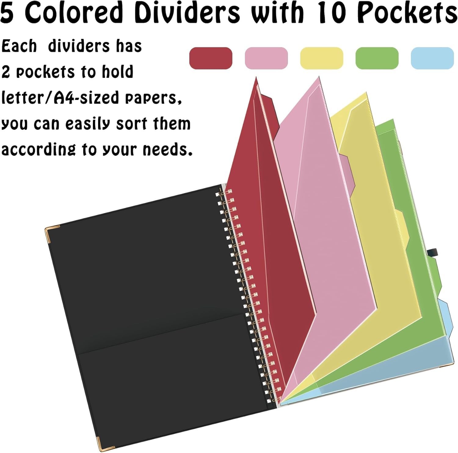 HAUTOCO Clipboard Folio with Refillable Lined Notepad for Letter Size Black