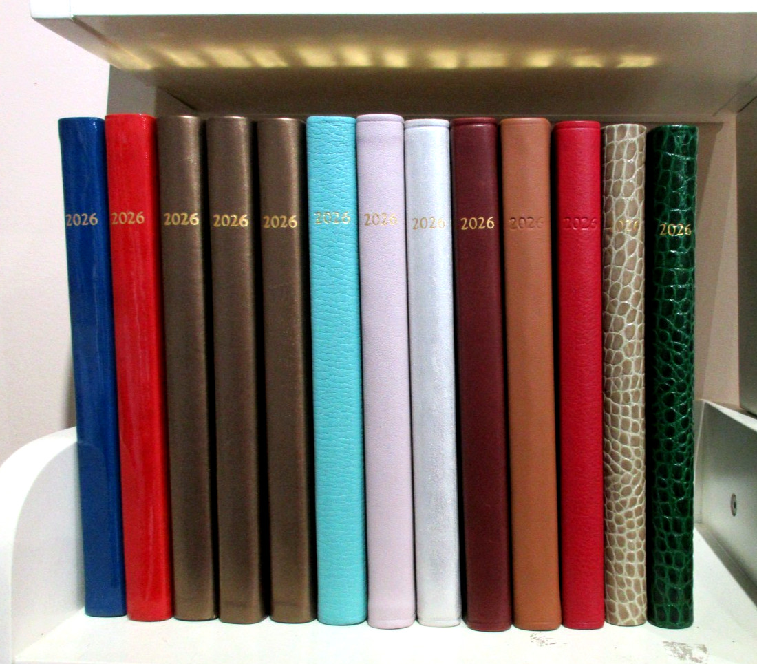 2026 Datebook Desk Diary Planner Patent Leather Cover Graphic Image BLUE