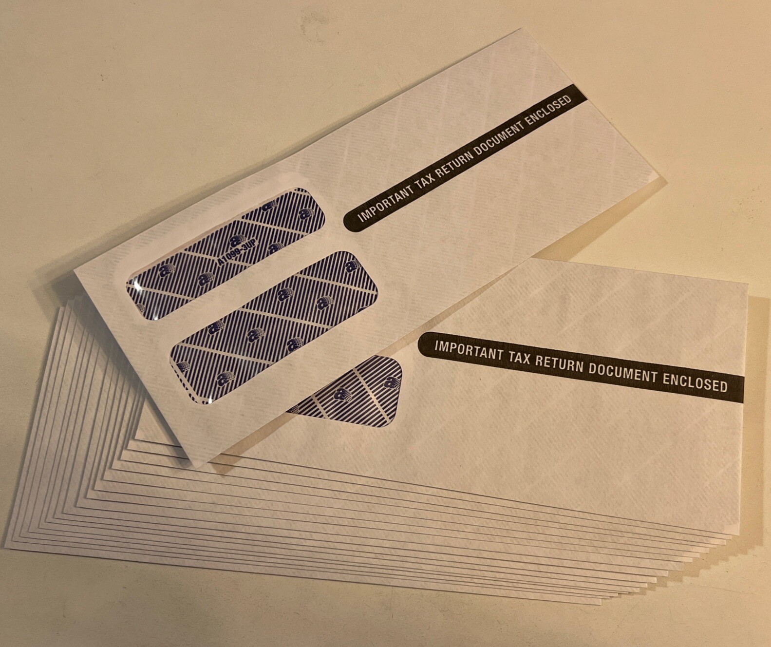 17 Self-Sealing 1099 NEC Tax Form Envelopes – Double Window A1099-3UP
