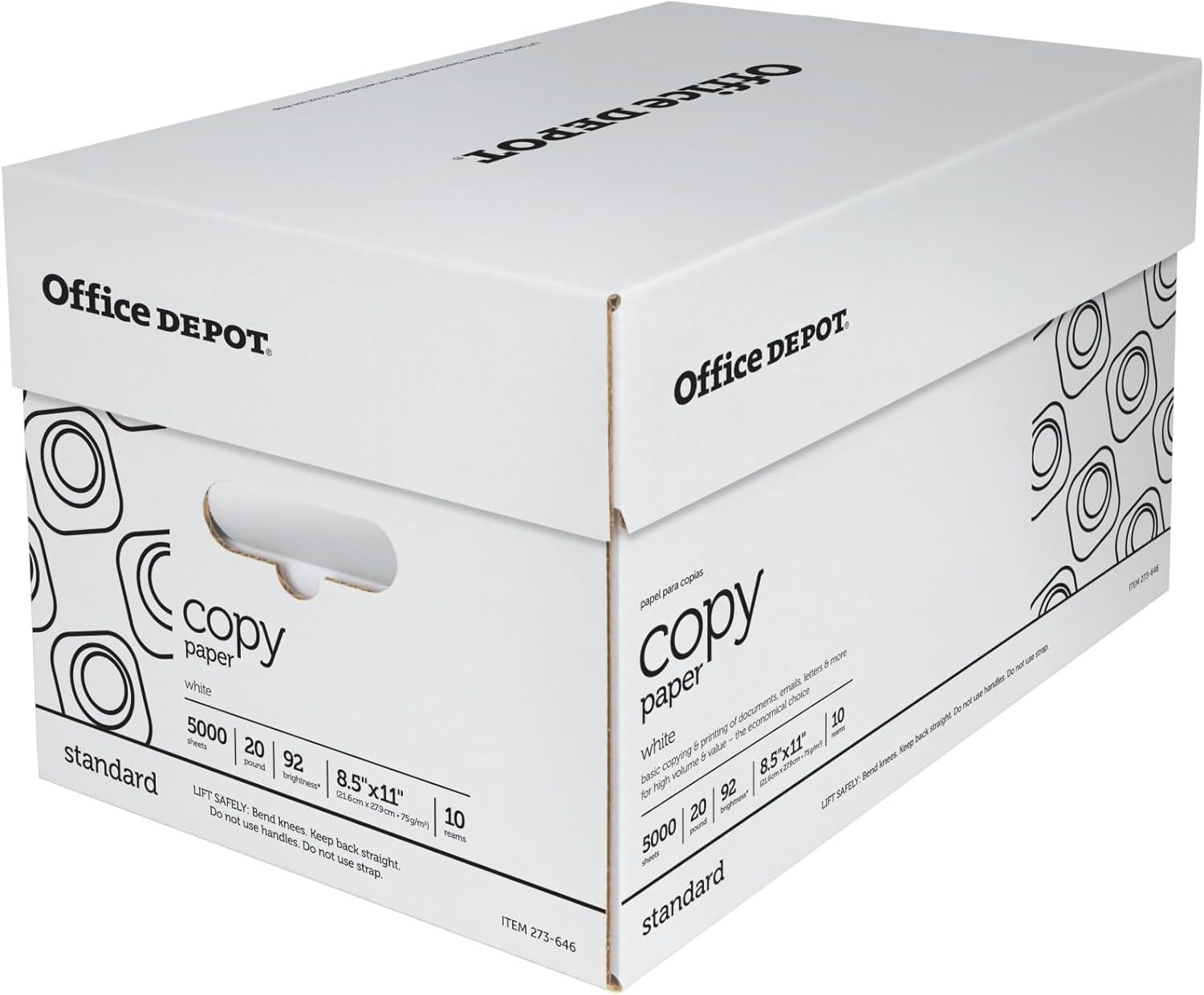 White Copy Paper, 8 1/2in. x 11in., 20 Lb, 500 Sheets Per Ream, Case Of 10 Re…