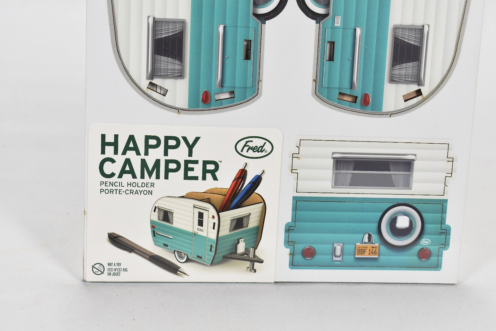 Genuine Fred Happy Camper – Vintage Camper Pencil Holder White and Blue