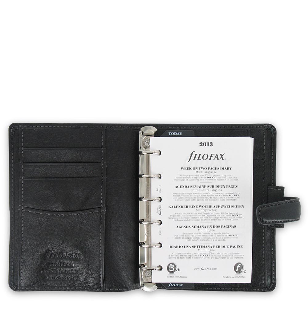 Filofax Pocket Size Holborn Organiser Planner Diary Leather Black Book 025115