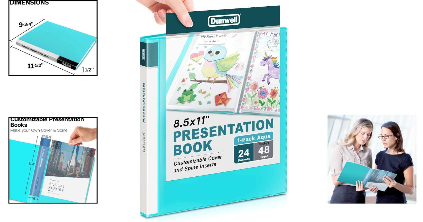 Lightweight Aqua Portfolio Binder – 48 Pages, Acid-Free Protection for Documents