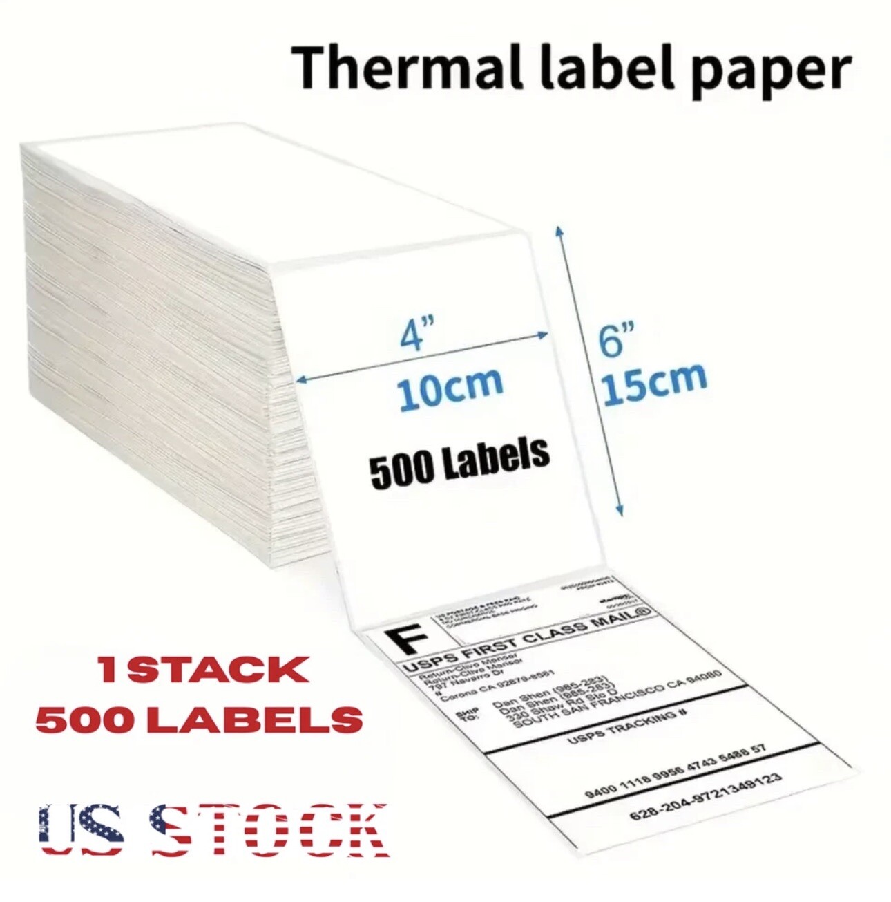 500 4″ x 6″ Direct Thermal Shipping Labels for Zebra & Rollo and any Printers