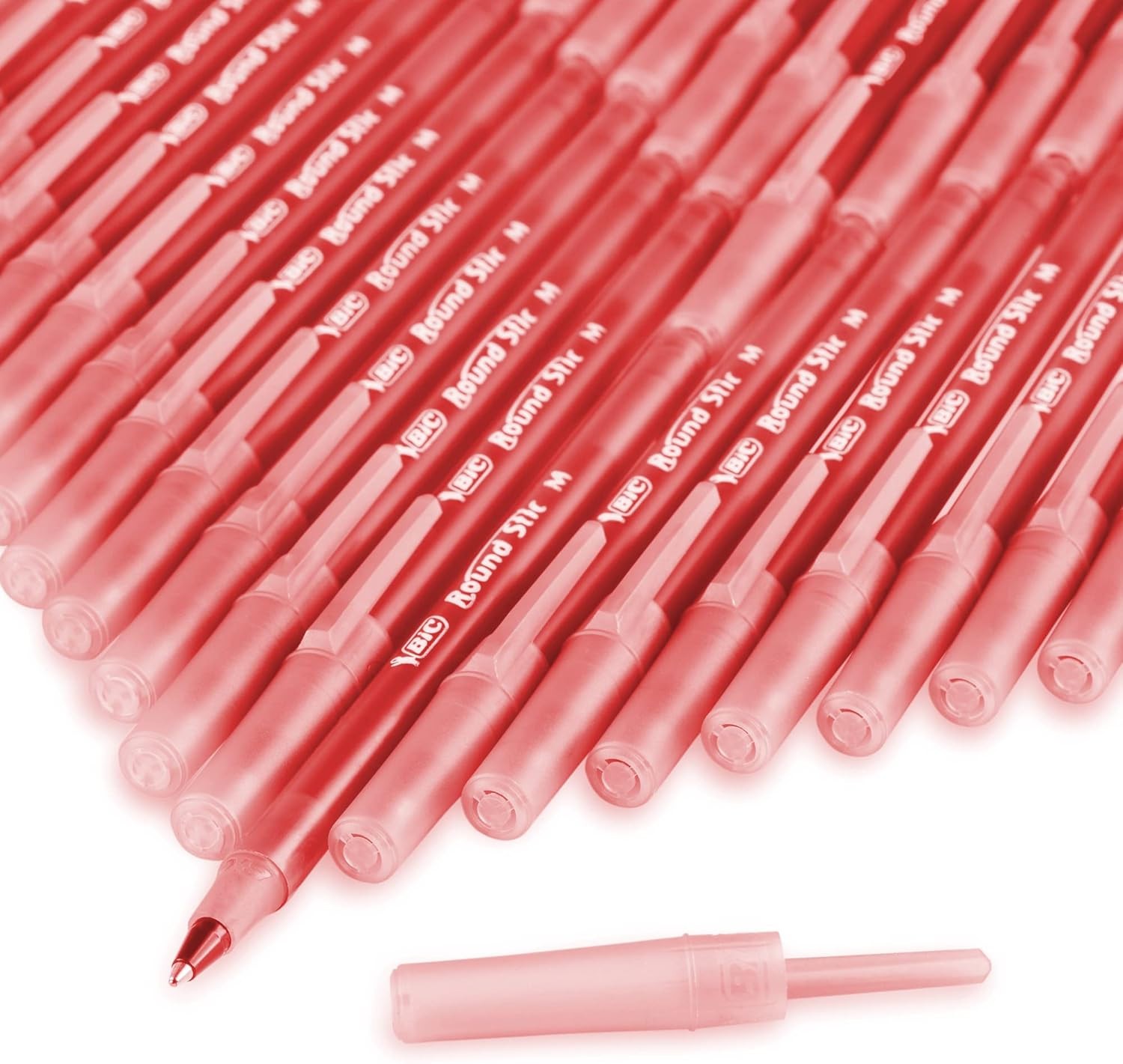BIC 10 Pack Red Round Stic Pens, 1.0mm Medium Bulk Ballpoint
