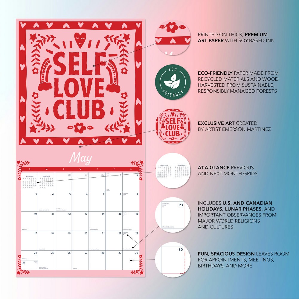 Yes Girl Yes Calendar 2026 | 12″ x 24″ 12 Month Calendar | Marble City Press