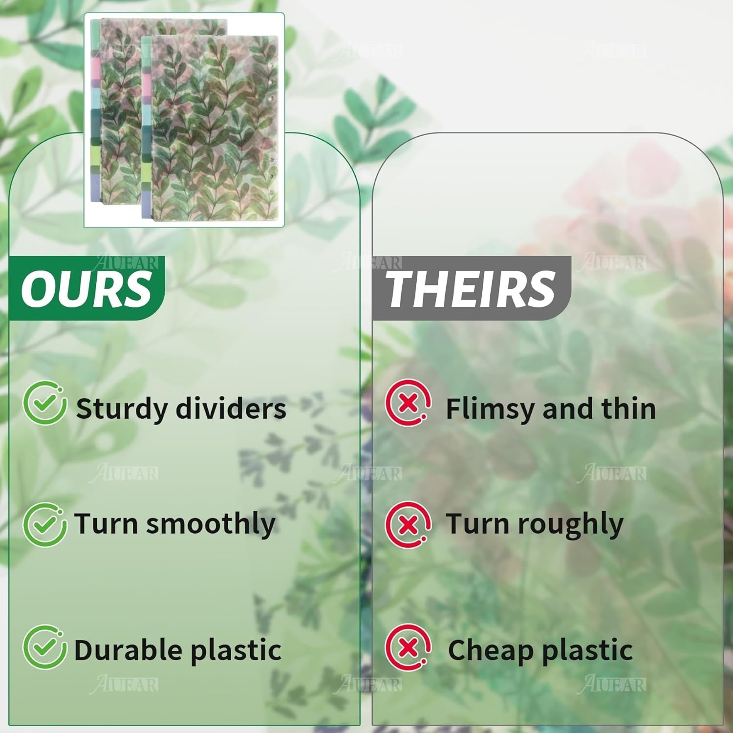 Floral Series A5 Plastic Index Dividers – 12 Pack
