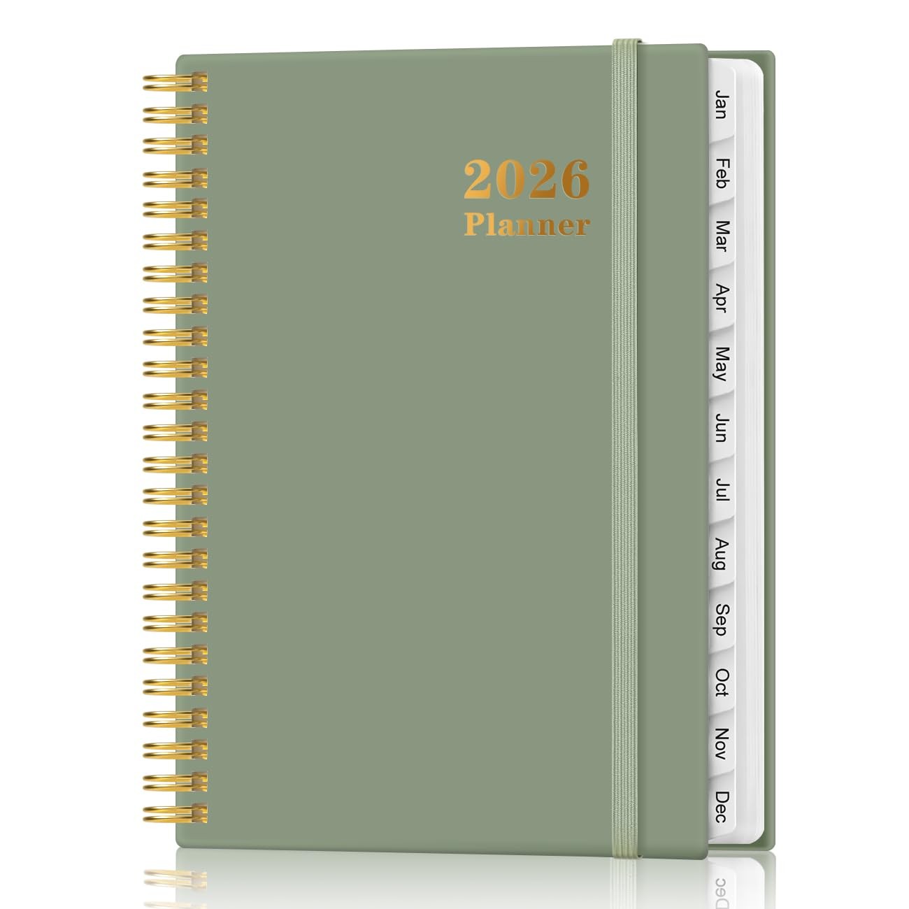 2026 Planner Weekly Monthly Calendar 12 Tabs Green 6.4×8.5 Spiral Bound Organize