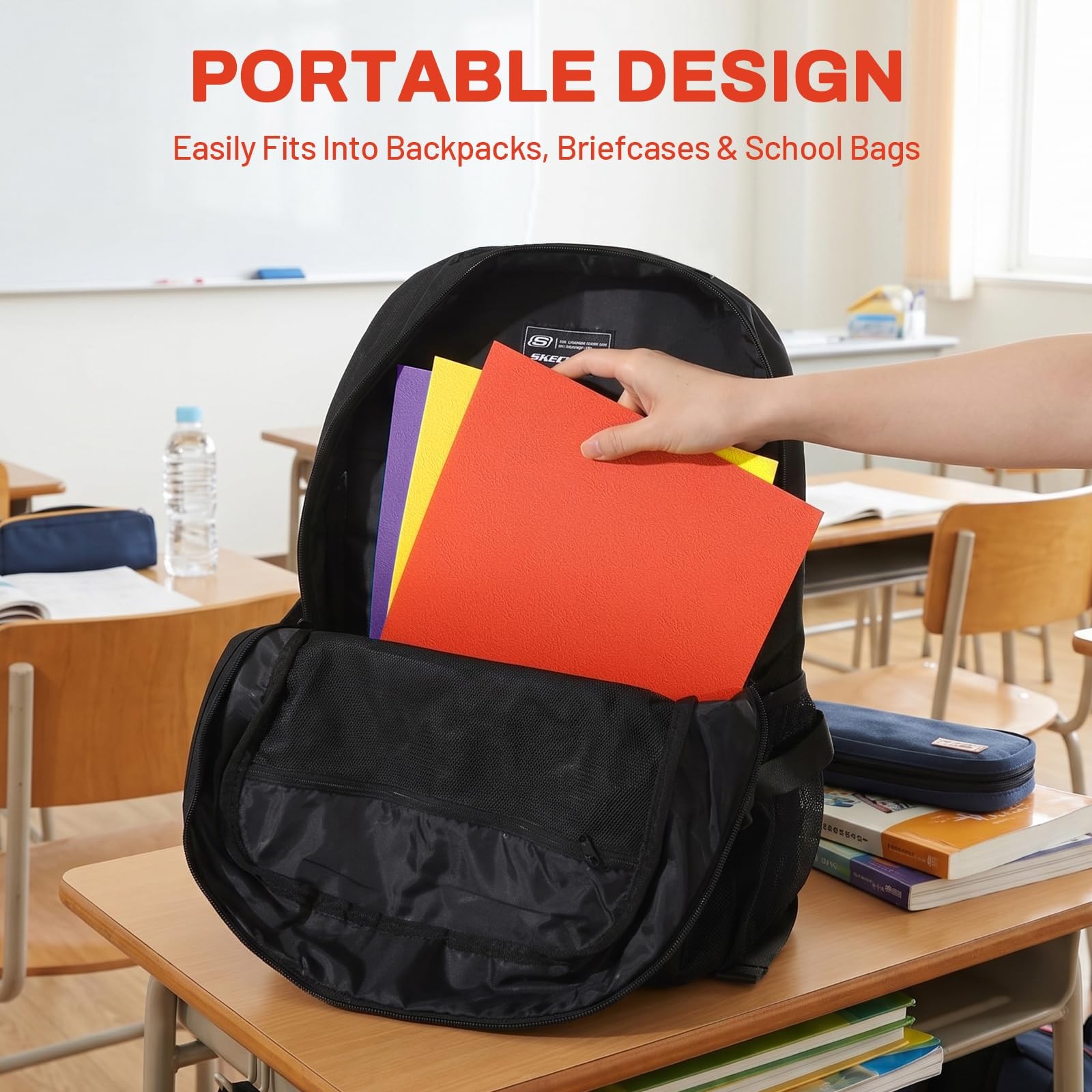 SUNEE Folders with Pockets (25 Pack, Orange), 2 Pocket Fit Orange