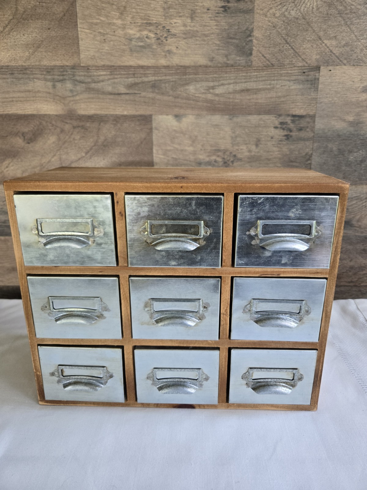 Standard General Store 9 Drawer Wood Metal Apothecary Cabinet Organizer Storage