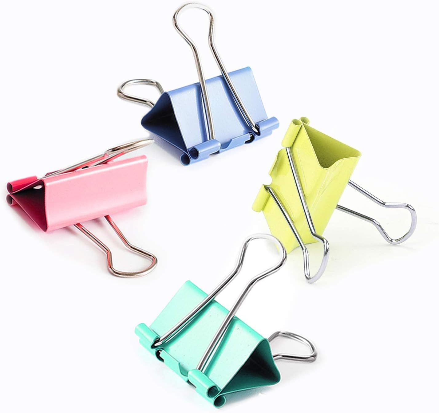 Small Binder Clips, 80 Pack, 3/4 Inch, 0.75 Inch, Standard 19mm, Mulitcolor, Met
