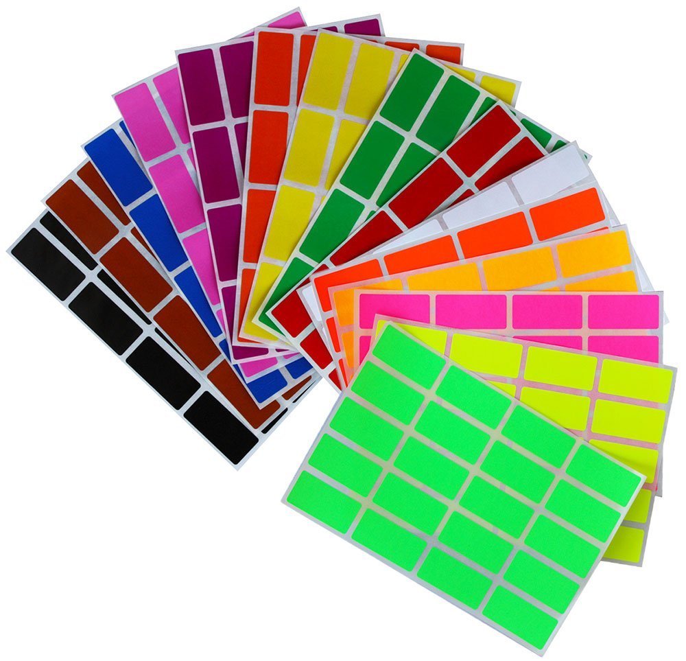 Rectangular Office Stickers 1.57 x 0.75 Inch Colored Code Folder File Labels