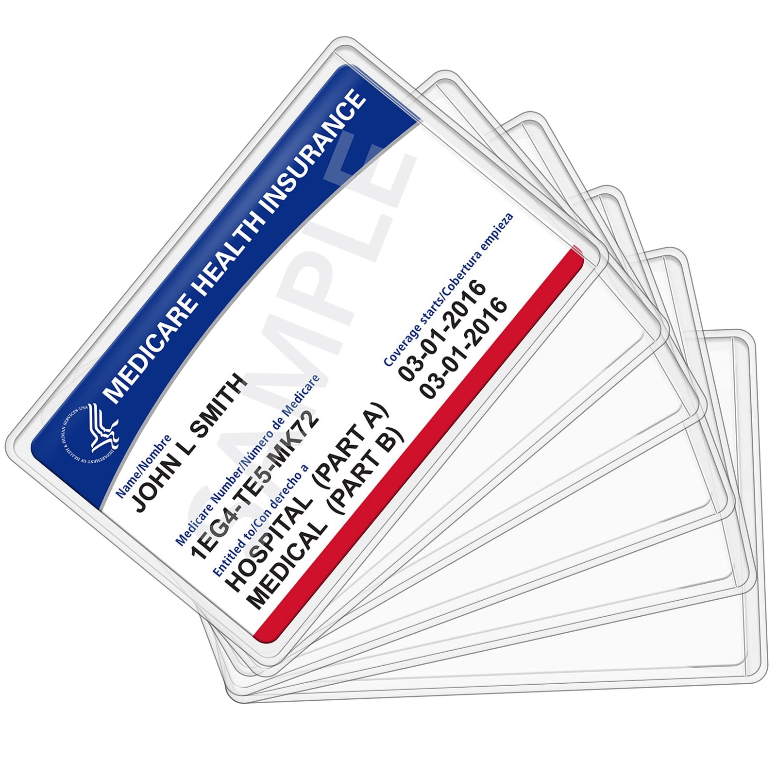 LotFancy 16 Pack New Medicare Card 3.54″ L x 2.24″ W-Medicare Card, Clear