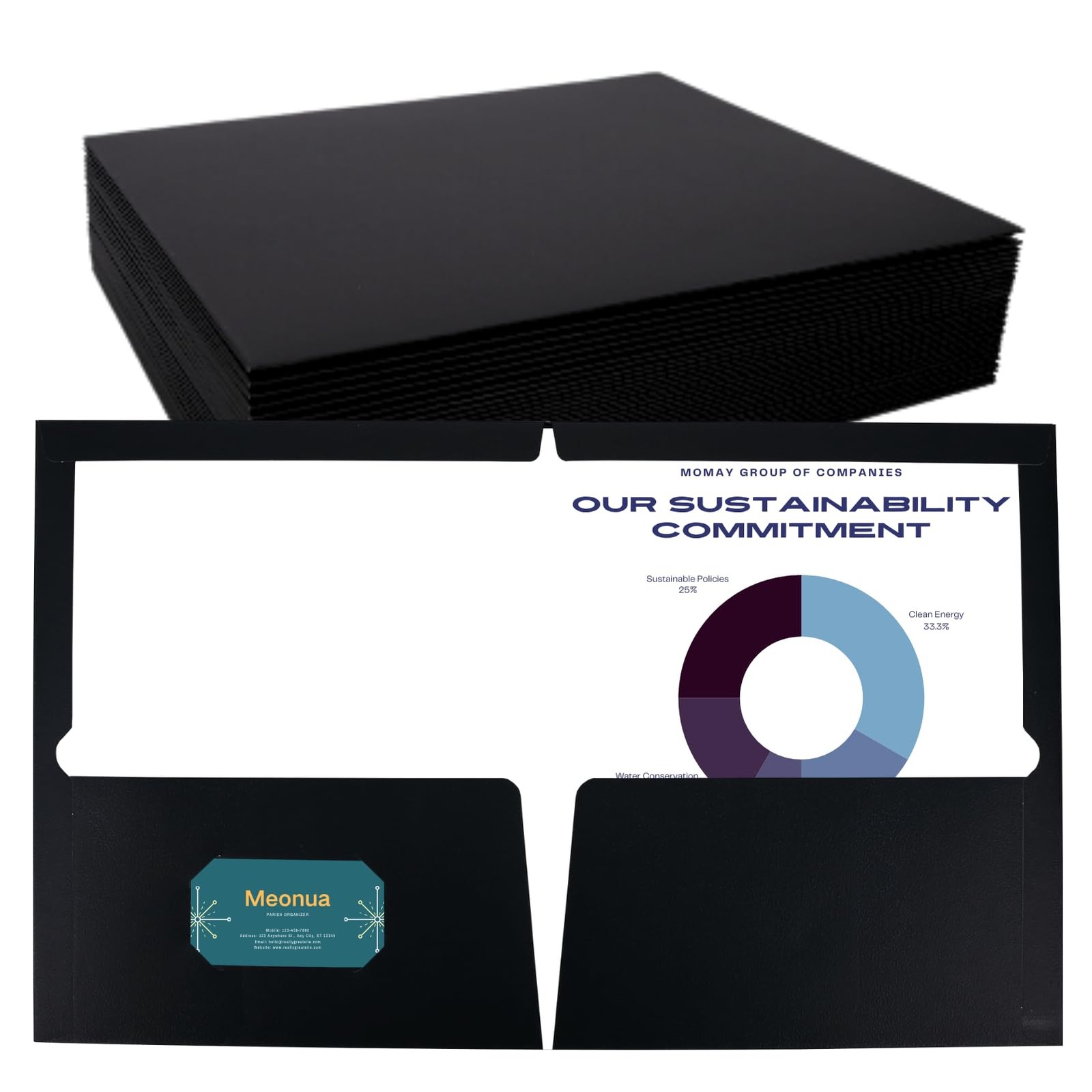 -Pocket Folders Black Glossy Laminated Paper Folder, Letter Size Folders with…