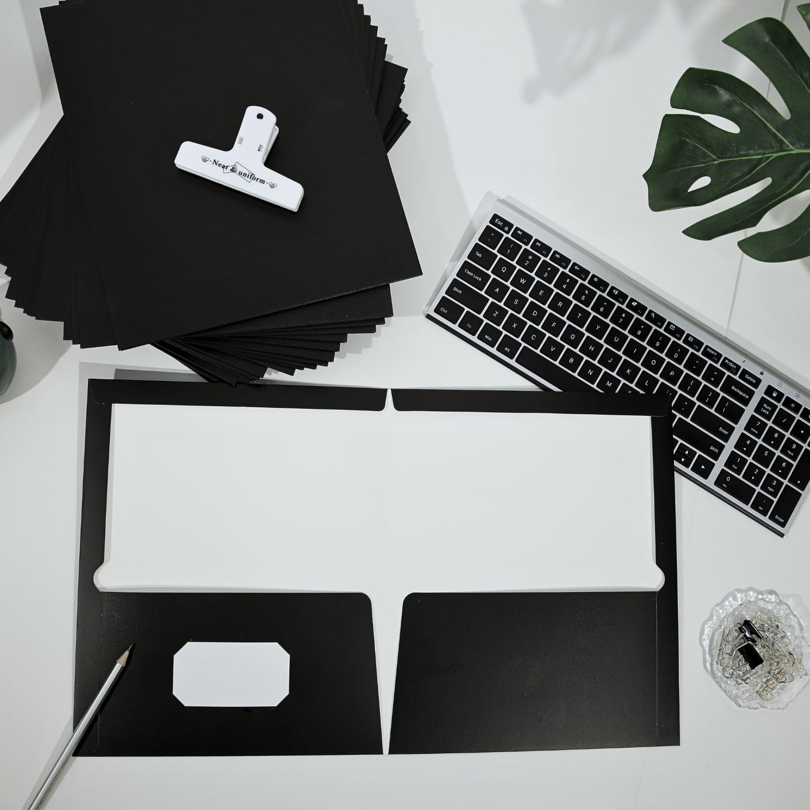 -Pocket Folders Black Glossy Laminated Paper Folder, Letter Size Folders with…