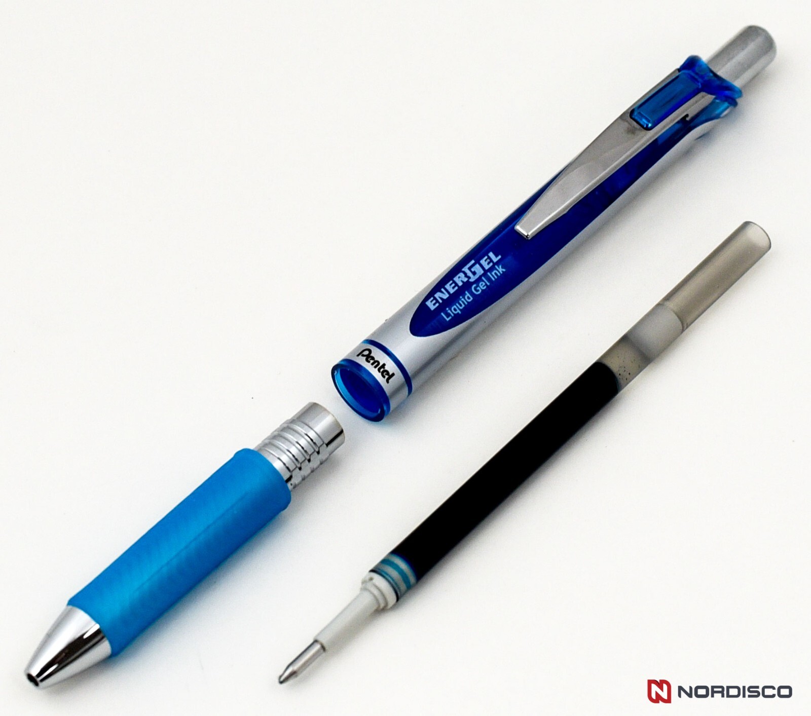 Pentel EnerGel RTX Sky Blue Liquid Gel Ink 0.7mm, 3 Pens with 5 Packs of Refills