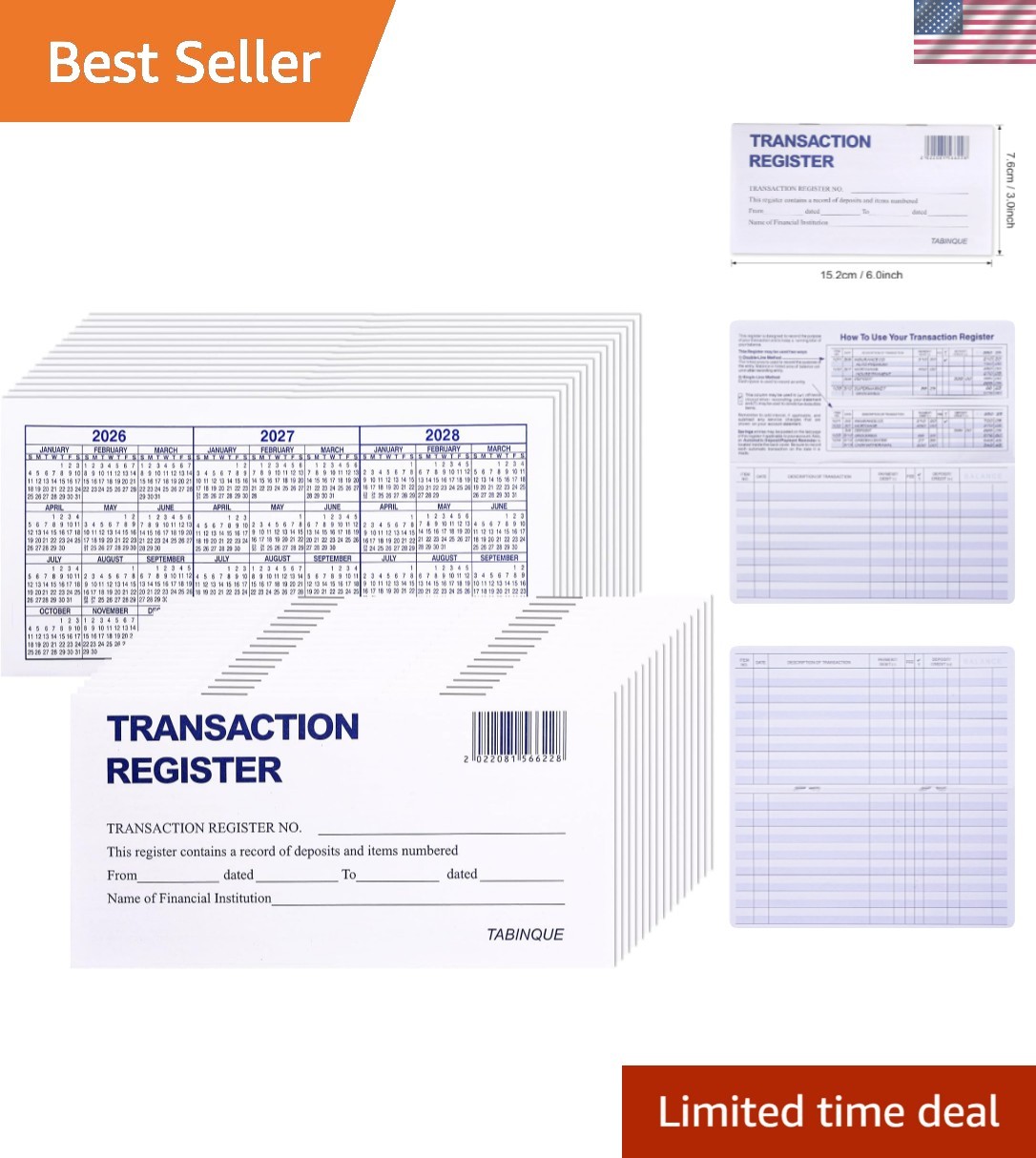 24 PCS Check Registers for Personal Checkbook, Easy to Read Checkbook Register