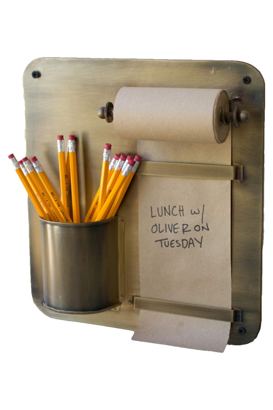 NDE1280 Transitional Note Roll with Wall Rack with Pencil Holder in Bronze/Da…