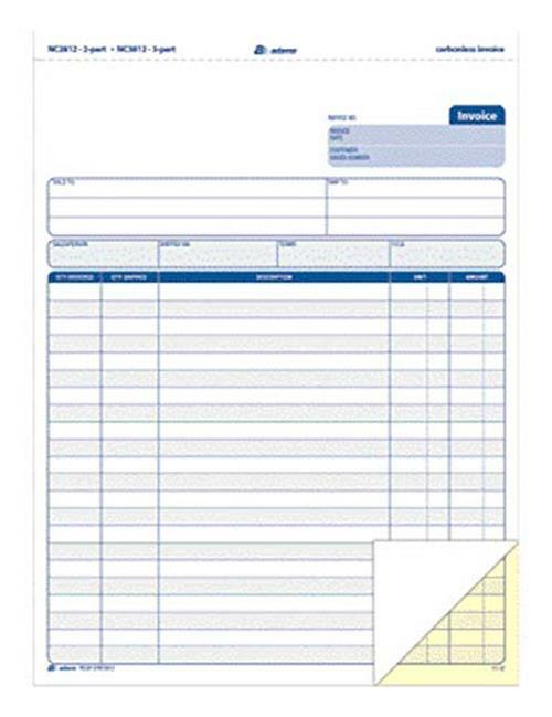 Adams Invoice Unit Set, 8.5 x 11.44 Inch, 2-Part, Carbonless, 100-Pack, White