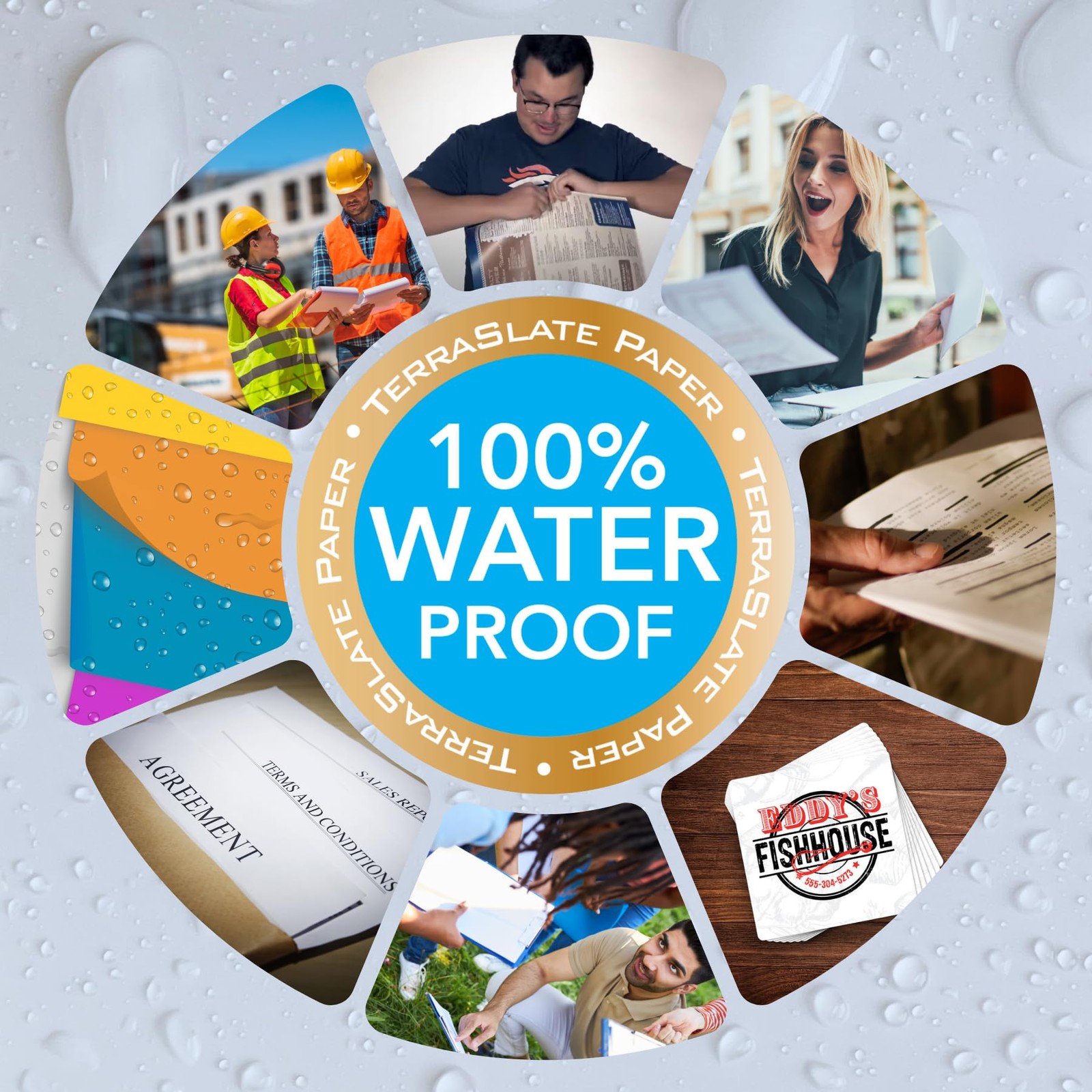 SplashProof Printer Paper – 8.5″ x 11″, 10 Mil Waterproof Paper, Laser White