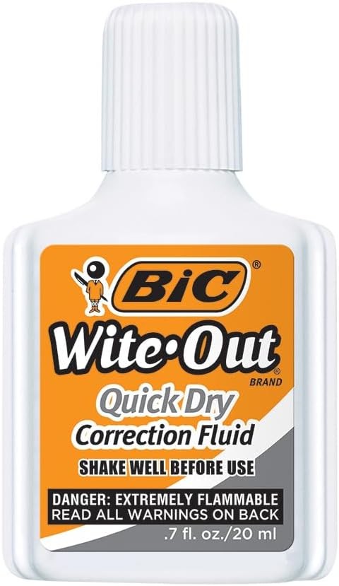 BIC Wite-Out Quick Dry Correction Fluid, 20mL, White,1-Count Pack