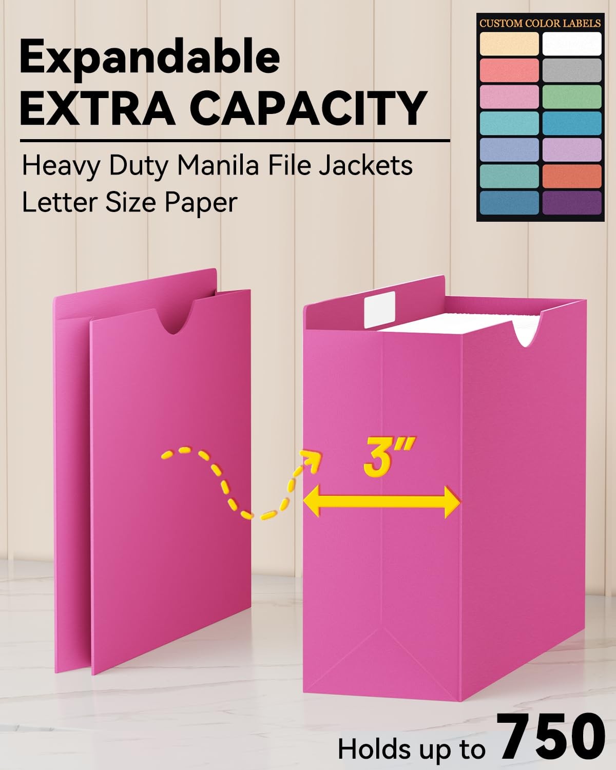 Manila File Jackets & File Pockets Letter Size,Reinforced Straight Cut Tab,Heavy